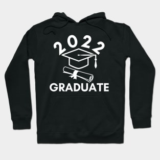 2022 Graduate. Typography Black Graduation 2022 Design with Graduation Cap and Scroll. Hoodie